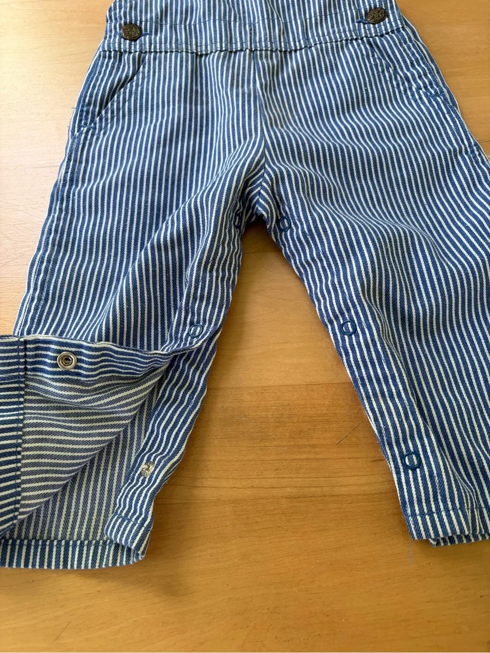 Vintage Toddler OshKosh Striped Railroad Baby Denim Overall Bibs